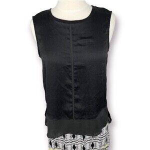 Metaphor Tank Mixed Media Black Layered Sleeveless Top